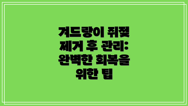 겨드랑이 쥐젖 제거 후 관리: 완벽한 회복을 위한 팁
