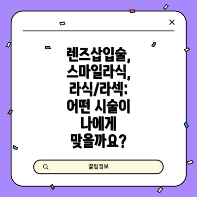 렌즈삽입술, 스마일라식, 라식/라섹: 어떤 시술이 나에게 맞을까요?