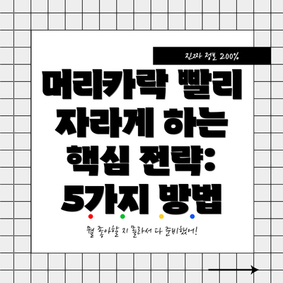 머리카락 빨리 자라게 하는 핵심 전략: 5가지 방법