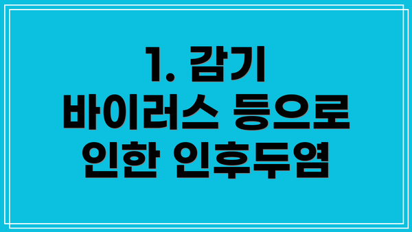 1. 감기 바이러스 등으로 인한 인후두염