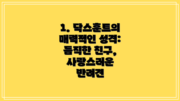 1. 닥스훈트의 매력적인 성격: 듬직한 친구, 사랑스러운 반려견