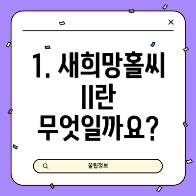 1. 새희망홀씨 II란 무엇일까요?