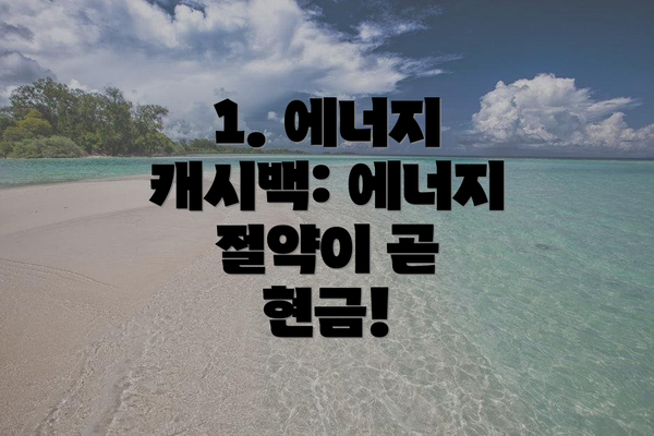 1. 에너지 캐시백: 에너지 절약이 곧 현금!