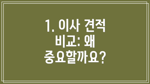 1. 이사 견적 비교: 왜 중요할까요?