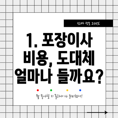 1. 포장이사 비용, 도대체 얼마나 들까요?