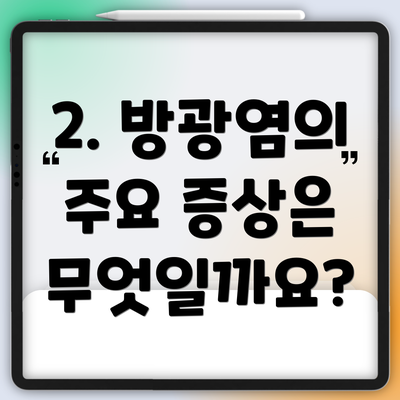 2. 방광염의 주요 증상은 무엇일까요?