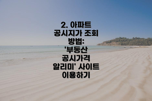2. 아파트 공시지가 조회 방법:  '부동산 공시가격 알리미' 사이트 이용하기