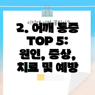 2. 어깨 통증 TOP 5: 원인, 증상, 치료 및 예방