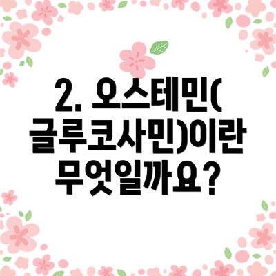2. 오스테민(글루코사민)이란 무엇일까요?