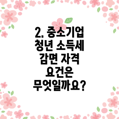2. 중소기업 청년 소득세 감면 자격 요건은 무엇일까요?