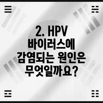 2. HPV 바이러스에 감염되는 원인은 무엇일까요?