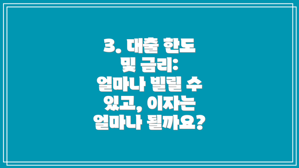 3. 대출 한도 및 금리: 얼마나 빌릴 수 있고, 이자는 얼마나 될까요?