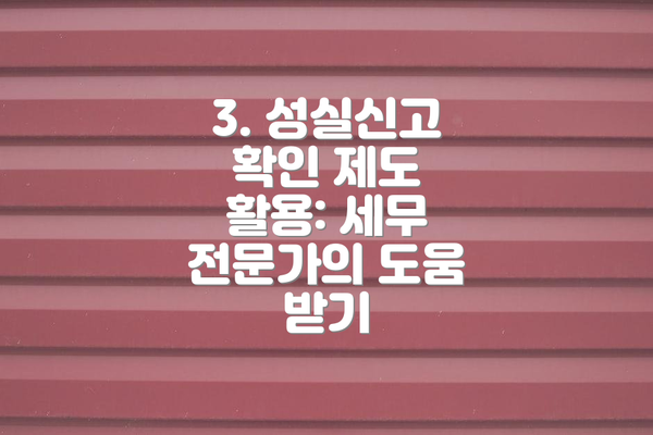 3. 성실신고 확인 제도 활용: 세무 전문가의 도움 받기