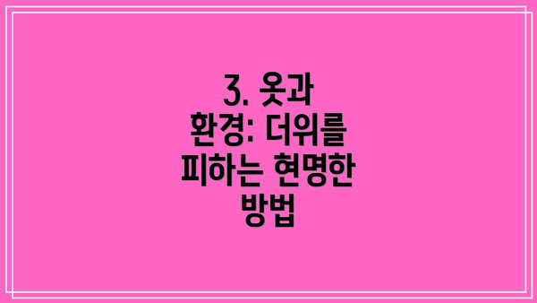 3. 옷과 환경: 더위를 피하는 현명한 방법