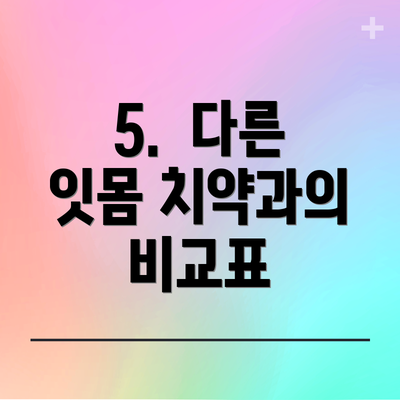 5.  다른 잇몸 치약과의 비교표