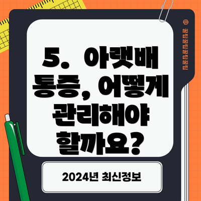 5.  아랫배 통증, 어떻게 관리해야 할까요?