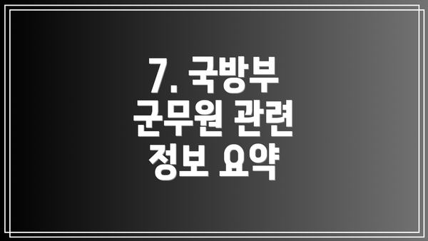 7. 국방부 군무원 관련 정보 요약