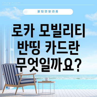 로카 모빌리티 반띵 카드란 무엇일까요?