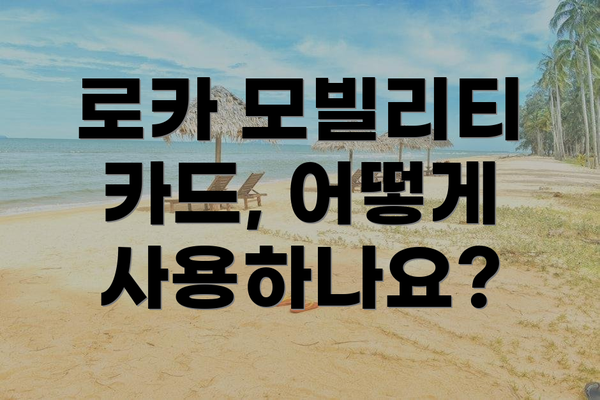 로카 모빌리티 카드, 어떻게 사용하나요?
