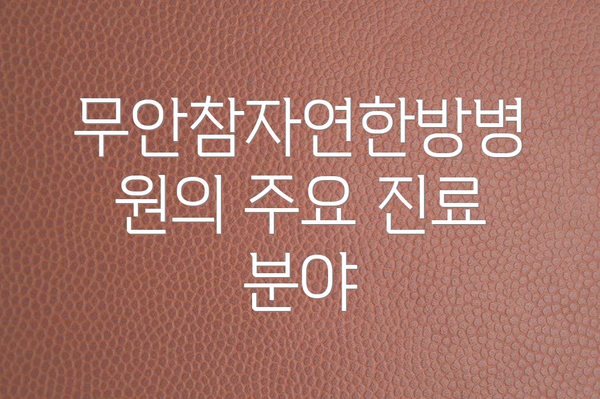 무안참자연한방병원의 주요 진료 분야