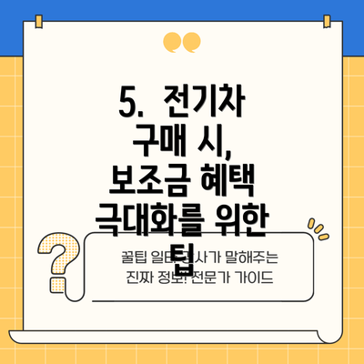 5.  전기차 구매 시,  보조금 혜택 극대화를 위한 팁